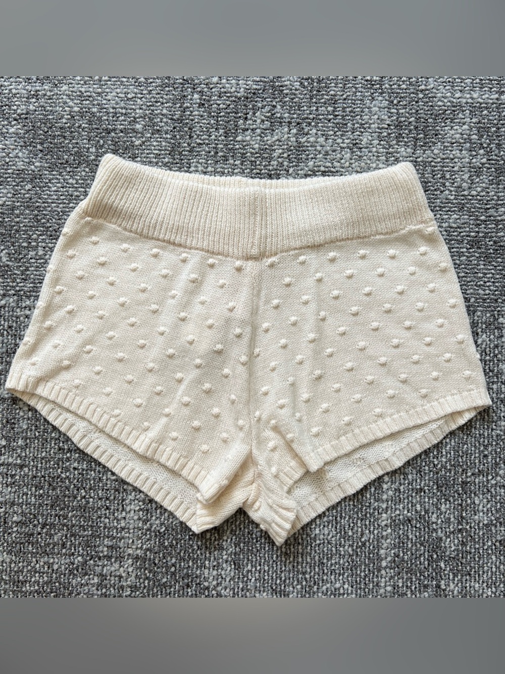 saltwater LUXE Cream Textured Knit Polka Dot Shorts